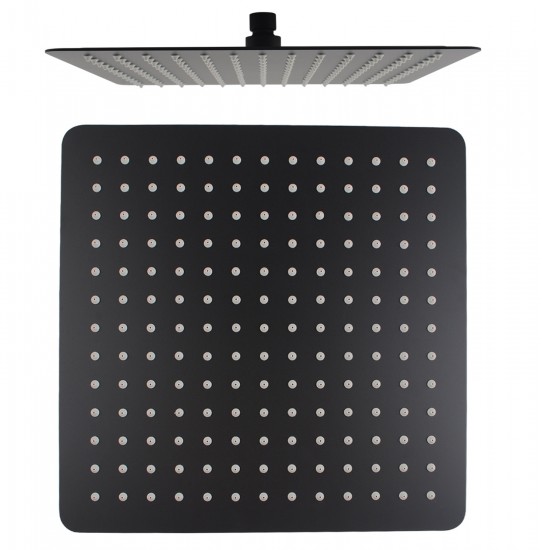 Square Matte Black Rainfall Shower Head with Wall Mounted Shower Arm